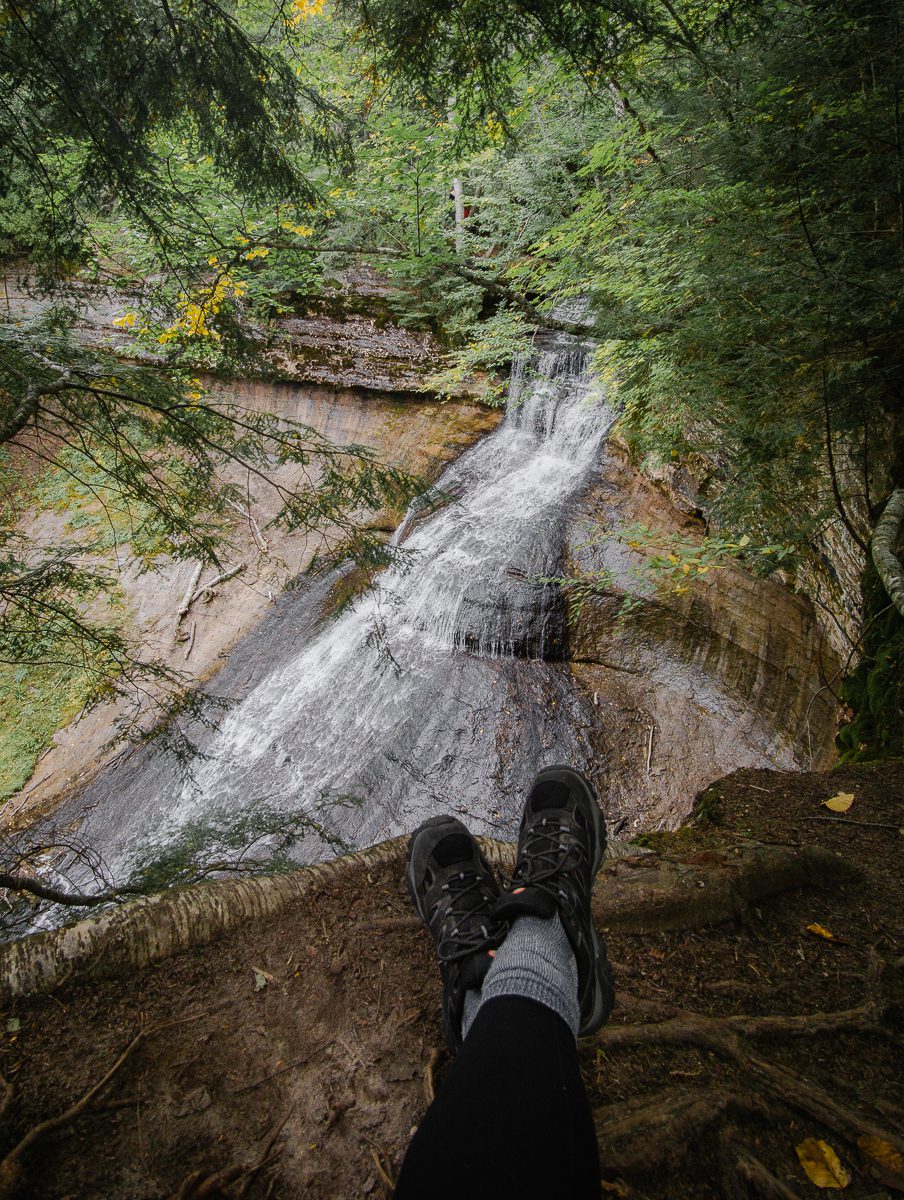 Hiker sitting near Chapel Falls