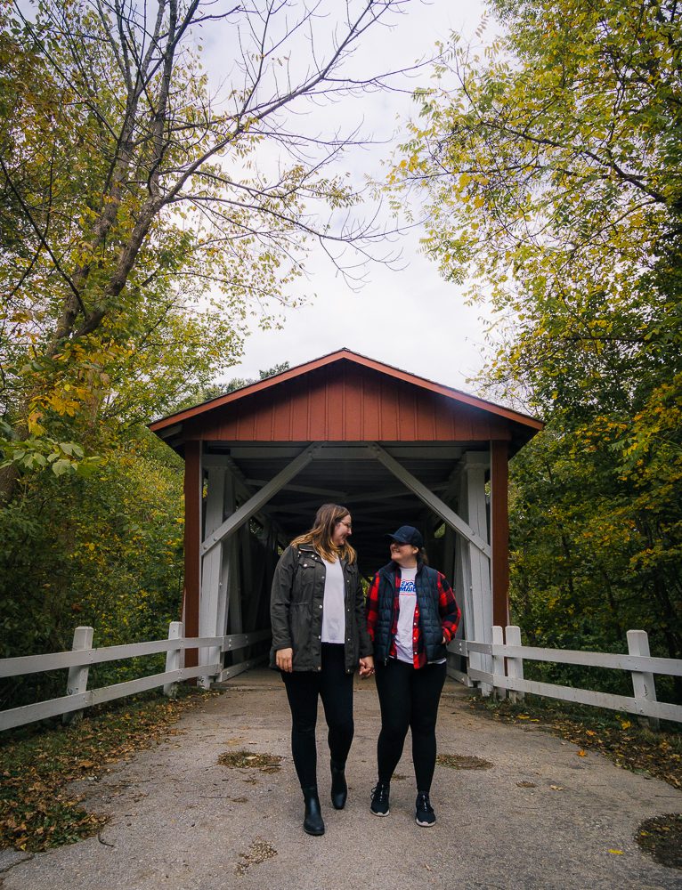 LGBT couple at Everett Covered Bridge