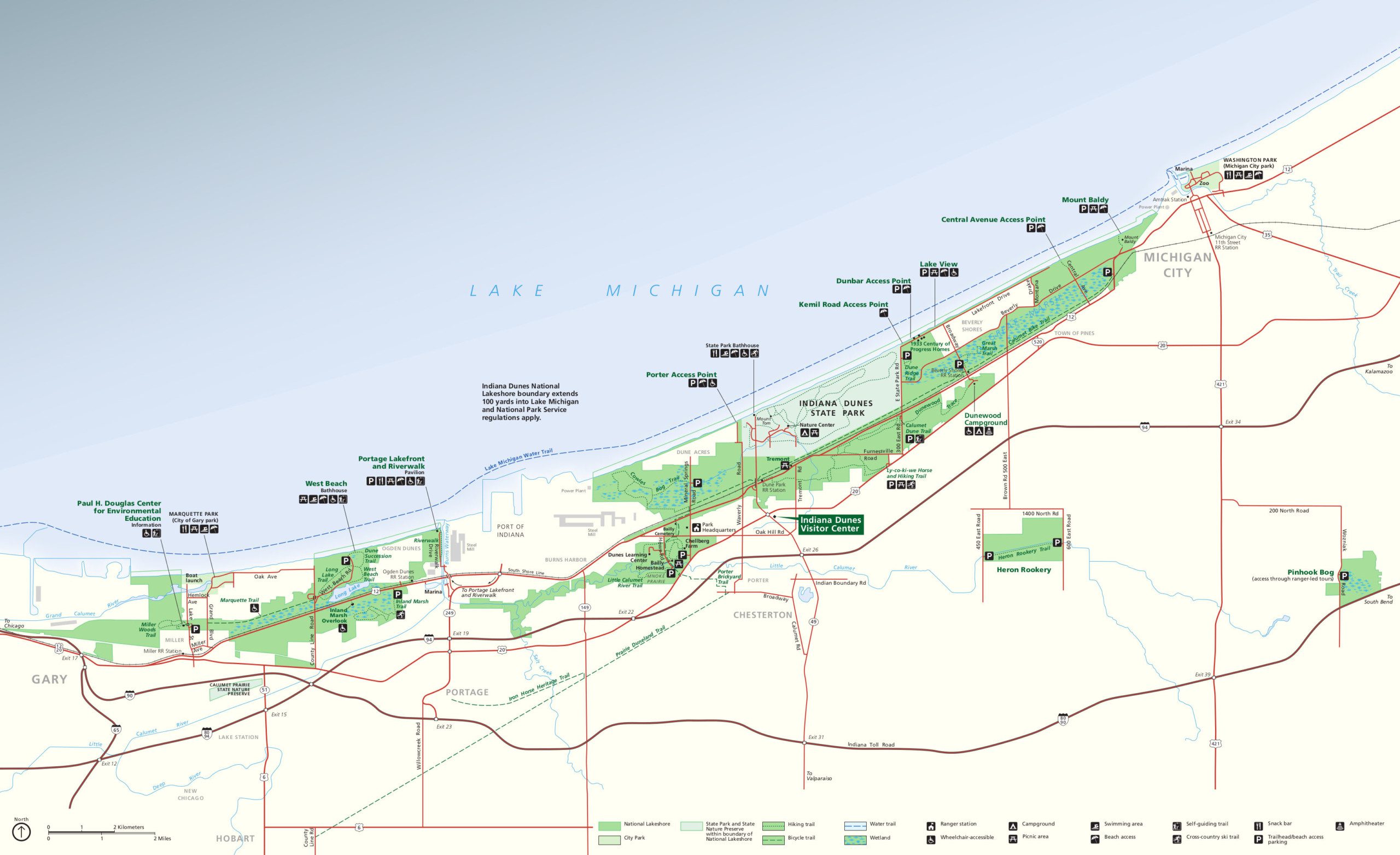 Map of Indiana Dunes National Park