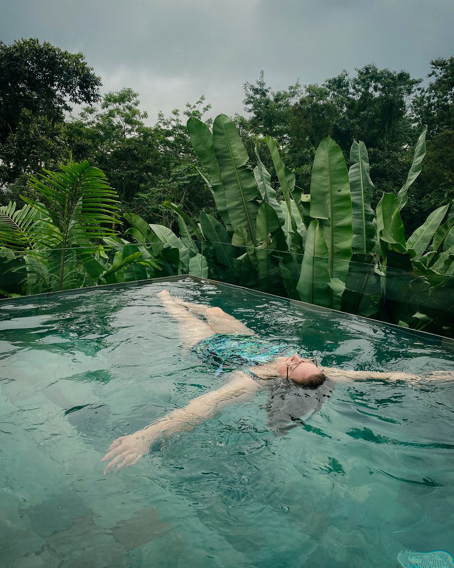 Swimming at Nayara tented camp